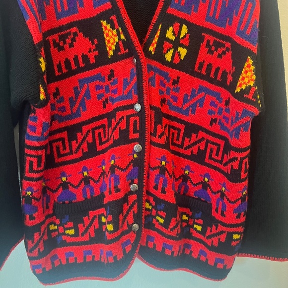 Vintage Michelle Stuart Greek Key Style Cardigan Size Large - Picture 2 of 7